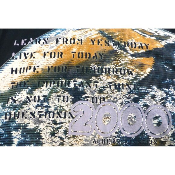 Rare Y2K Albert Einstein Quote Earth Large Graphic Lee T-Shirt Black Tee - Picture 2 of 7